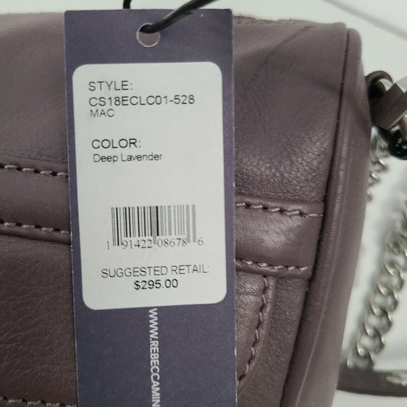 NWT Rebecca Minkoff "Mac" Deep‎ Lavender Leather Clasp Zip Chain Crossbody Bag - Picture 5 of 8
